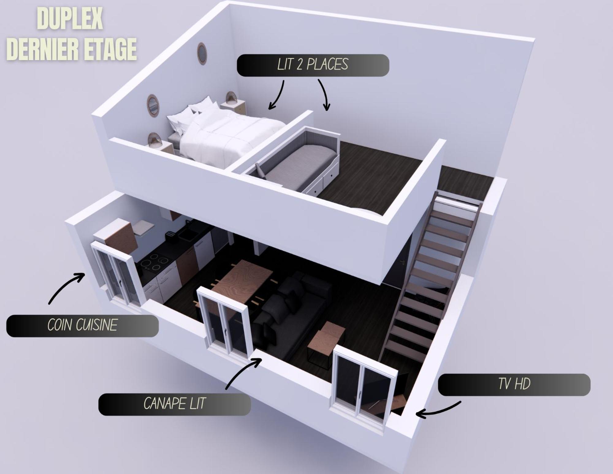 Apartment Mood Ii - Centre - Calme - Duplex - 5 Couchages - Cuisine Complete *
